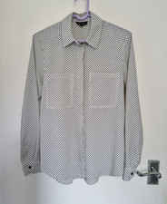 Topshop Womens White / Black Polka Dot L/S Blouse Shirt BNWOT Size UK - 6