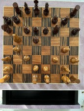 Rare Ginger Brown Ultimate Luxury Chess Set Shagreen Stingray & Exotic Materials