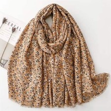 New Ladies Mini Leaves Print Scarf Classic Gorgeous High Quality Shawl Wrap