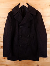Vintage Trenton Enlisted Wool Military Pea Coat Jacket 40 Black