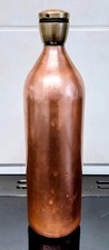 Antique/Vintage Heavy Solid Copper Hot Water Bottle or Flask with Brass Top.