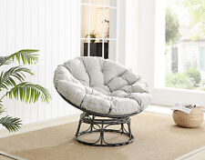 MOON Chair Grey/Black Rattan Outdoor Cushioned Relax Papasan Garden Chair