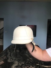 EVEROAK vintage 1950s white leather motorbike helmet