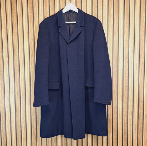 Burton overcoat mens - navy, blue