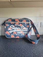 Rare Men's Superdry Large Satchel Messenger Bag Kogal Blue Orange Palm Tree