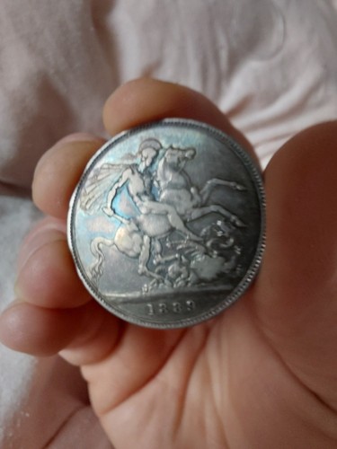 1889 silver crown - 1889, blue