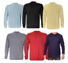 Men's Long Sleeve Plain Henley