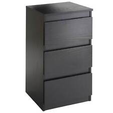 3 Drawer Black Bedside Cabinet