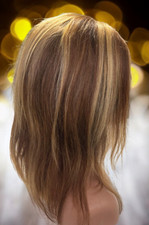 Human Hair Brazilian Lace Front Two Tone Ginger & Blonde Streak Short Bob Wig