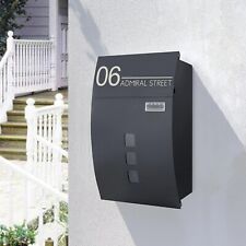 Personalised Curved Letter Box Lockable Wall Mounted Post Box Outdoor Mailbox