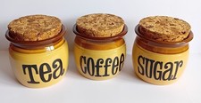 T. G. Green Tea Coffee Sugar Ceramic Jar with Cork Lid Made in England Vintage