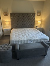 Next Grey Velvet Superking Bedframe Storage Bench Stool/Laundry Basket VGC