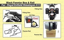 Royal Enfield  "Aluminum Black Panniers Box & Rail with Oil Filter" Himalayan