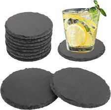 ASelected 4 Inch Slate Drink Coaster Set Of 8 Black Stone Coasters Bulk Cup Coas