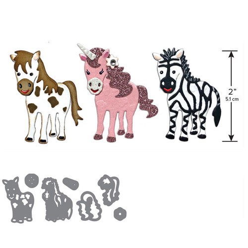 Horse unicorn and zebra metal - horse,,