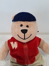 CHAD VALLEY BROWN  TEDDY BEAR SOFT TOY WEARING A CAP & BACKPACk 10.5" Tall (DE1)