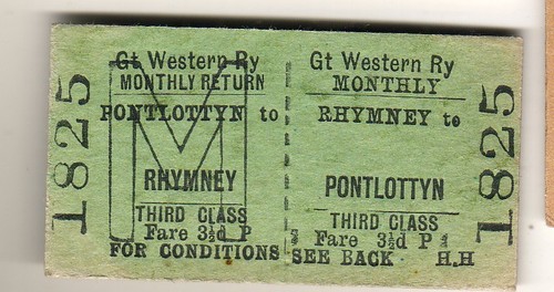 Railway ticket gwr rhymney - rhymney,