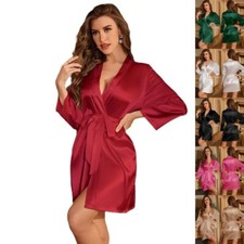 UK Women Short Satin Silk Robe