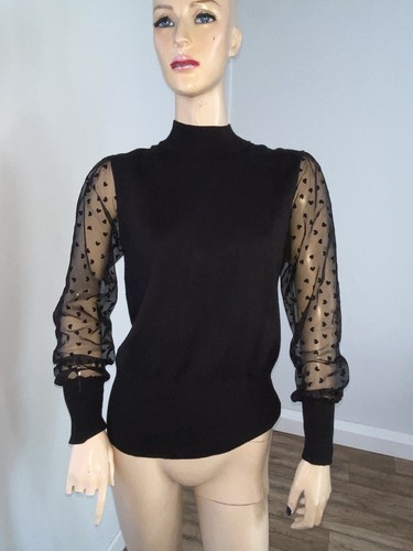 Oasis black sheer heart sleeve - oasis,