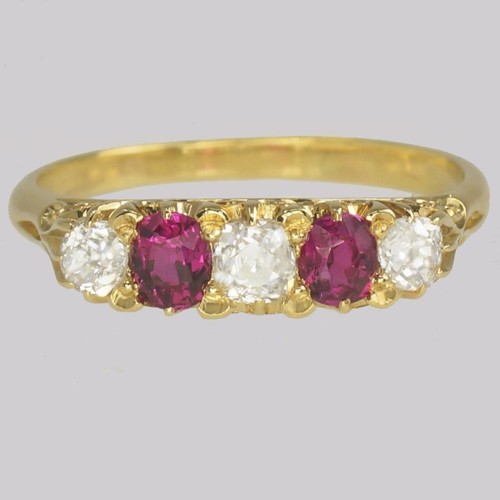 Victorian ring ruby - ruby, diamond