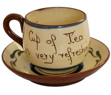 Watcombe Torquay Vintage Motto Ware Cup & Saucer A Cup of Tea is Very refreshing