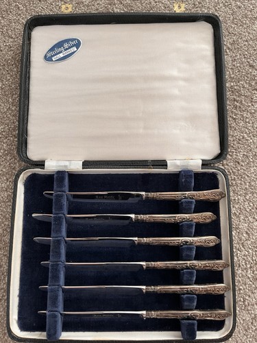 Sterling silver tea knives - 6,