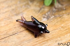 Handmade Miniature Purple Glass Dolphin Animal Figurine for Craft Display Gift