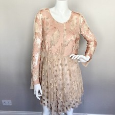 MEADHAM  KIRCHOFF For TOPSHOP Peach Embellished Layered Dress UK 8 VGC RP £250