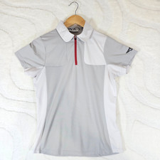 Aquascutum Golf For Bentley Polo Shirt Womens Size Medium White Grey 1/4 Zip