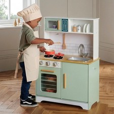 Wooden Corner Play Kitchen Kids Toy Set Cooking Pretend Stove Sink Accessories