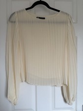 Zara cream pleated blouse with