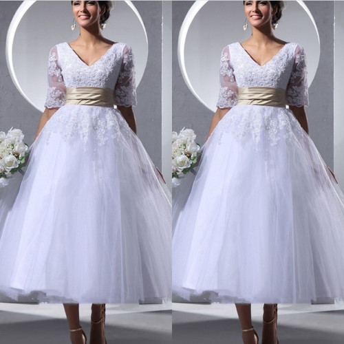 Tea length wedding dress short - tea,