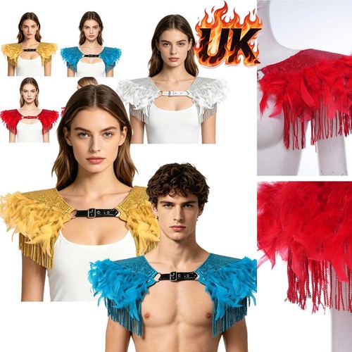 Men feather trim tassel shrug - tassel,