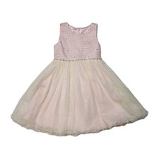 Couture Princess Sleeveless Dress Girls 4T Pink White Pearl Embellished Lace