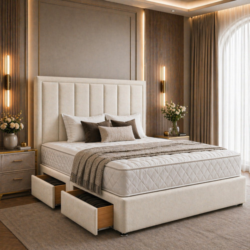 Plush divan bed set - bed, with
