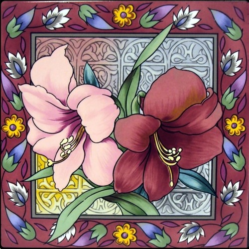 Amaryllis tile 15x15cm - amaryllis, 6"x6"