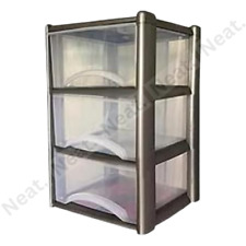 3 Drawer Plastic Storage Tower Unit Organizer Home Office School Storage Chest