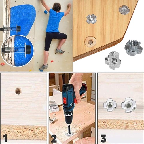 Prong nuts for wood - 4-prong, t-nuts