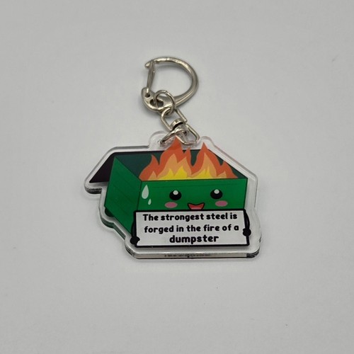 Funny dumpster fire keychain - funny,