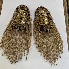 1 pair gold tassel Epaulet Shoulder Brooch Jewellery epaulets gold chains