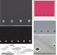 Fabric Roller Blinds Easy Fit Trimable Window Blind Home Office Square Eyelet