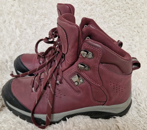 Burgundy lace boots womens - up,