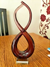 Vintage Murano Handmade Glass Purple Sculpture Swirl Ornament