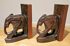 Pair of Solid Wood Elephants