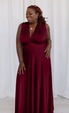 Burgundy Multiway Satin Infinity Dress - Plus Size Bridesmaid dress