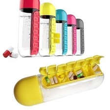 600ml Drinking Water Bottle 7 Days Pill Box Reusable Organiser Travel Holder UK