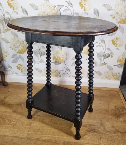 Antique oak oval side table - oak,
