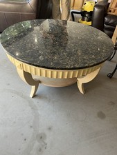 Large Heavy Circular Marble Coffee Table - Black Marble