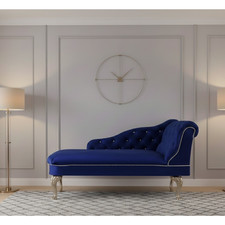 Left-Hand Velvet Tufted Chaise