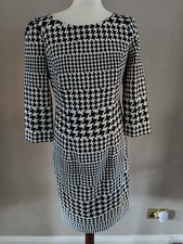 Michaela Louisa Black & White Houndstooth Midi Dress, Size UK 12